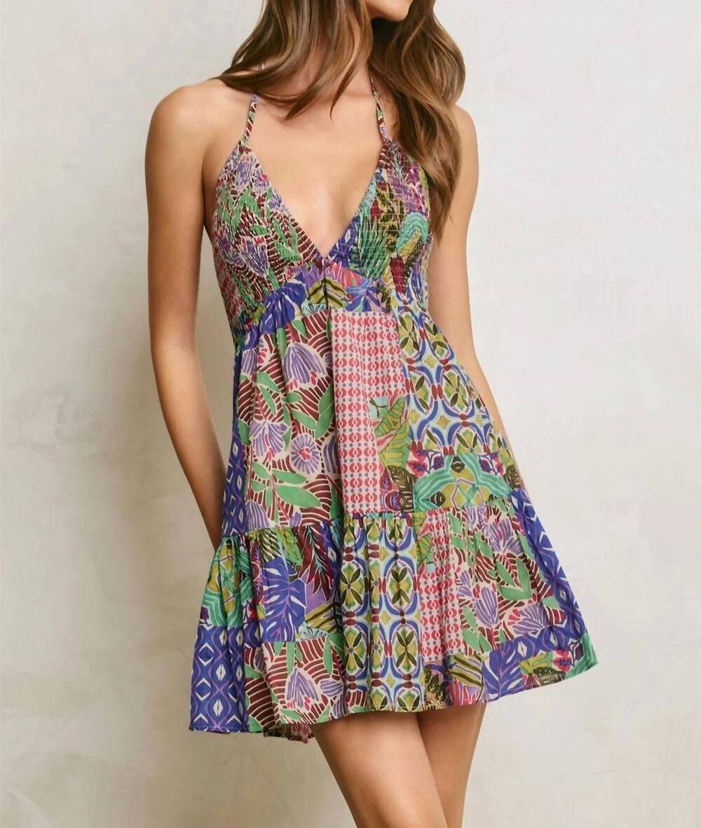 NEW DRESS FORUM ariyah patchwork mini dress in hawaiian garden